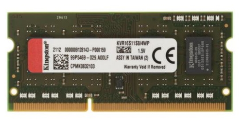 Оперативная память Kingston ValueRAM 4GB SODIMM DDR3 (1x4GB) 1600MHz (KVR16S11S8/4WP)