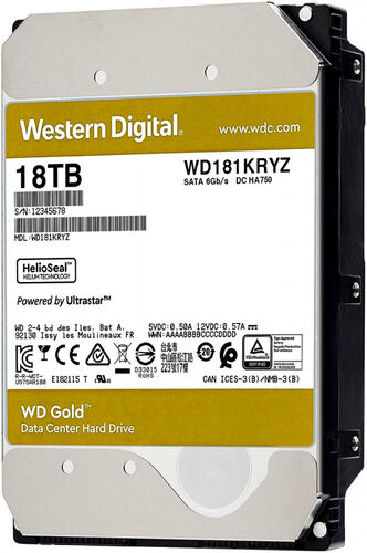 Жесткий диск Western Digital GOLD 18Tb 3.5" SATA III Buffer 512Mb (WD181KRYZ)