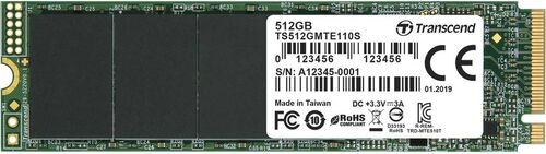 SSD-диск Transcend 512GB, M.2 2280,PCIe Gen3x4, 3D TLC, DRAM-less TS512GMTE110S