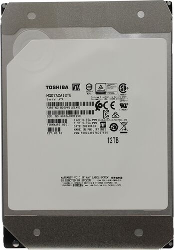 Жесткий диск Toshiba SATA 12Tb 3.5" Server 7200 6Gbit/s 256Mb MG07ACA12TE