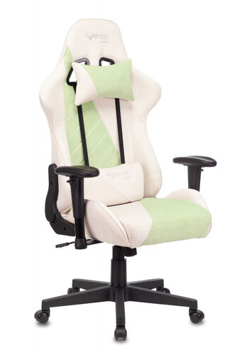 Кресло геймерское Zombie VIKING X Fabric белый/зеленый крестовина металл (VIKING X GREEN)