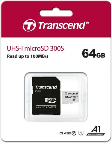 Карта памяти Transcend 64GB microSDHC Class 10 UHS-I U1 R95, W45MB/s TS64GUSD300S-A