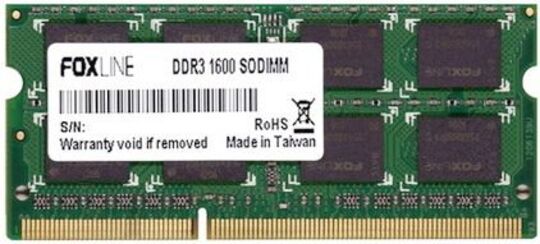 Оперативная память Foxline 8GB SO-DIMM DDR3 (1x8GB) 1600Mhz (FL1600D3S11-8G)