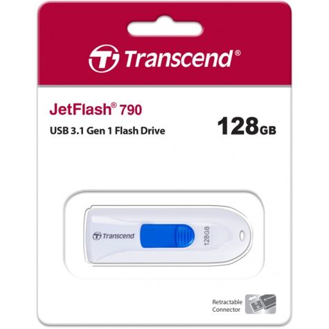 Флешка Transcend 128Гб Jetflash 790, USB3.0, белый TS128GJF790W