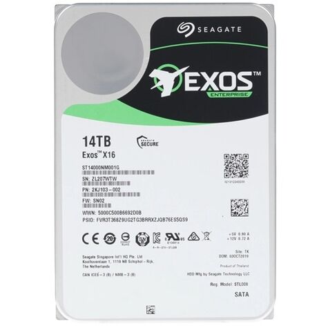 Жесткий диск HDD SATA Seagate 14Tb, ST14000NM001G, Exos X16