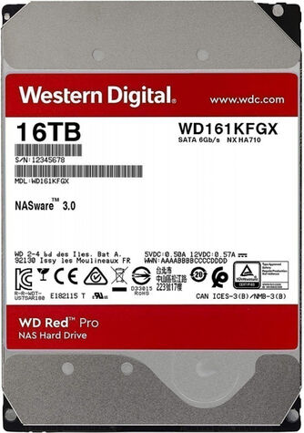 Жесткий диск Western Digital 16Tb NAS Red Pro 3.5" SATA III (WD161KFGX)