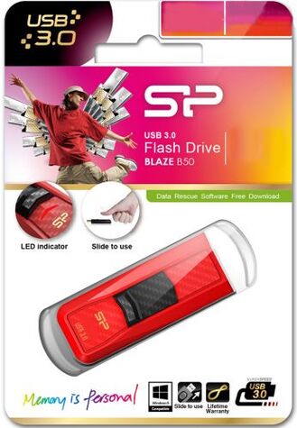 Флешка Silicon Power 8Gb Blaze B50 USB3.0 красный SP008GBUF3B50V1R