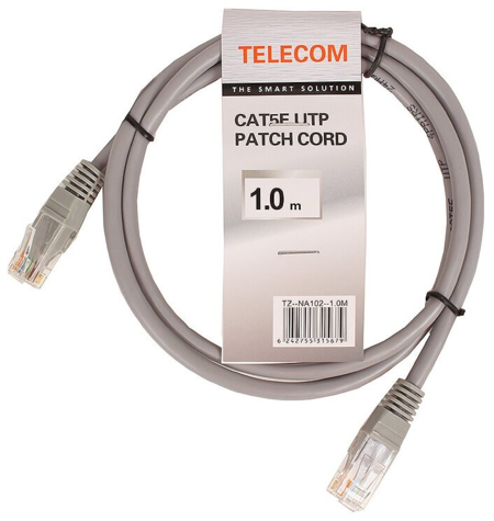 Патчкорд литой "Telecom" UTP кат.5е 1,0м