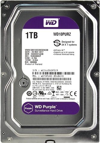 Жесткий диск Western Digital Purple 1Tb 3.5" SATA OEM (WD10PURZ)